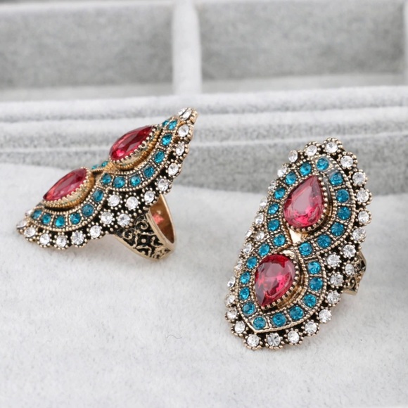 💍💎Bohemian Ornate  Mosaic Jeweled Ring 💎💍 - Picture 4 of 4